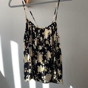 Free People Intimates tie back black floral swing tank